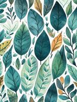 Abstract seamless pattern with tropical leaves. Hand draw texture. Vector template. photo