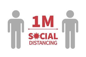 Social distancing during coronavirus outbreak with two people icons stay at least 1 meter from others vector