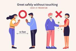 Dos and dont's for safe and hygienic greeting to prevent the transmission of COVID-19 vector