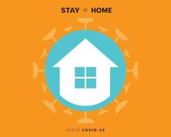Stay at home promotion in flat style, designed with a house stopping corona virus from getting inside vector