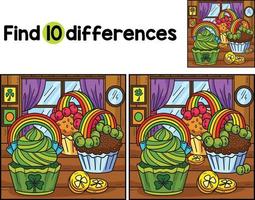 Rainbow Cupcakes Find The Differences vector