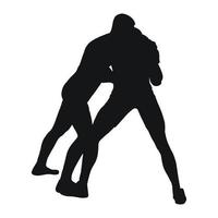 Vector black silhouette of a wrestler athlete in wrestling, duel, fight, struggle, combating. Greco Roman, freestyle wrestling, martial art, sportsmanship.