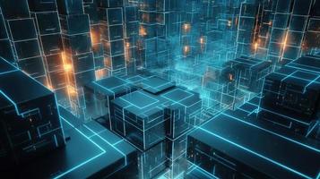 3D rendering of abstract digital technology background. Big data connection concept photo