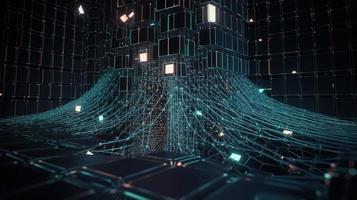 3D rendering of abstract digital technology background. Big data connection concept photo