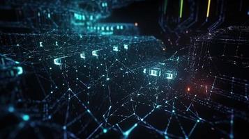 3D rendering of abstract digital technology background. Big data connection concept photo