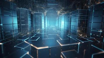 3D rendering of abstract digital technology background. Big data connection concept photo