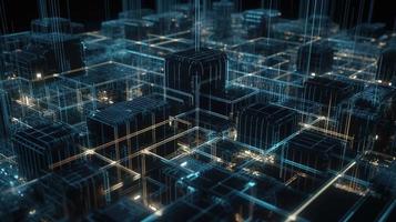 3D rendering of abstract digital technology background. Big data connection concept photo