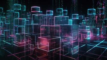 3D rendering of abstract digital technology background. Big data connection concept photo