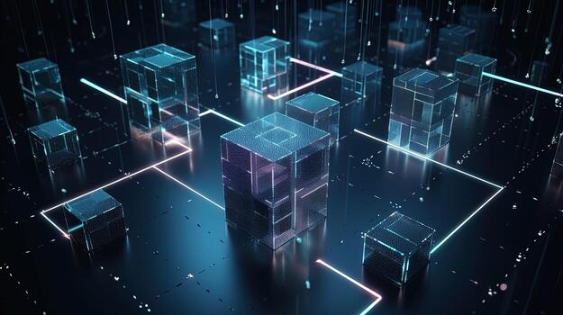 3D rendering of abstract digital technology background. Big data connection concept photo