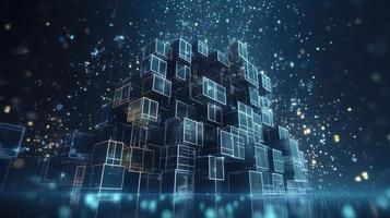 3D rendering of abstract digital technology background. Big data connection concept photo