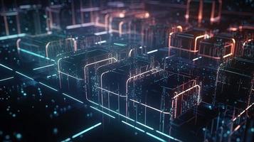 3D rendering of abstract digital technology background. Big data connection concept photo