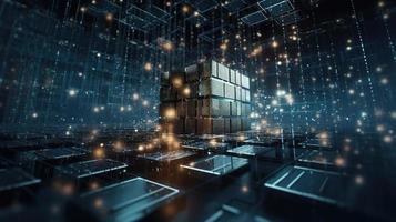 3D rendering of abstract digital technology background. Big data connection concept photo