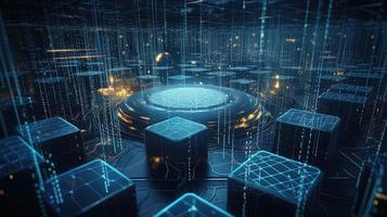 3D rendering of abstract digital technology background. Big data connection concept photo