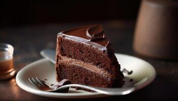 A stack of chocolate cake on white background, homemade bakery, and dessert. Bakery, confectionery concept. Chocolate spongy cakes with walnuts. . photo