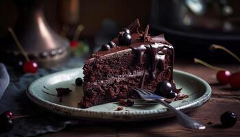 A stack of chocolate cake on white background, homemade bakery, and dessert. Bakery, confectionery concept. Chocolate spongy cakes with walnuts. . photo
