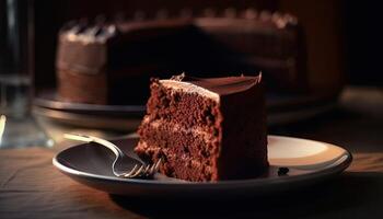 A stack of chocolate cake on white background, homemade bakery, and dessert. Bakery, confectionery concept. Chocolate spongy cakes with walnuts. . photo