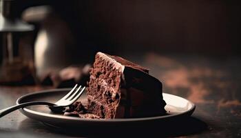 A stack of chocolate cake on white background, homemade bakery, and dessert. Bakery, confectionery concept. Chocolate spongy cakes with walnuts. . photo