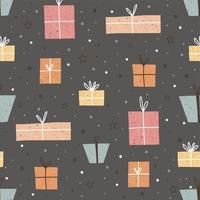 Christmas seamless pattern with cute gifts vector