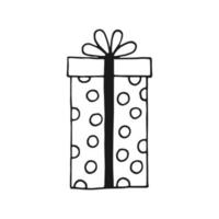 Gift box with different bows. Hand drawn vector illustration.