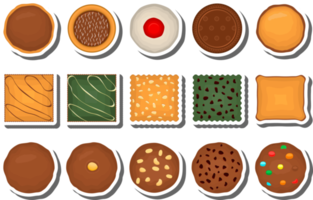 Big set homemade cookie different taste in pastry biscuit png