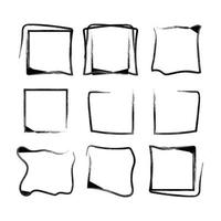 Vector hand drawn square frame set. Black color frame collection. Vector black frame collection