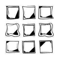 Vector hand drawn square frame set. Black color frame collection. Vector black frame collection