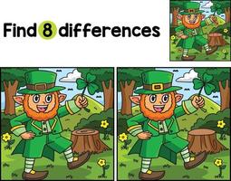 Leprechaun Holding Shamrock Find The Differences vector