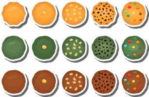 gran juego de galletas caseras de diferentes sabores en galletas de pastelería png