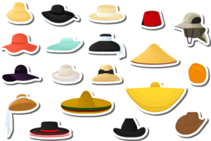 illustration på tema stor utrustning annorlunda typer hattar, skön caps png