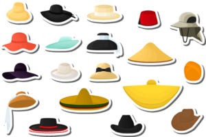 illustration sur thème gros trousse différent les types Chapeaux, magnifique casquettes png