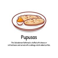 Pupusas thick griddle cake or flatbread from El Salvador and Honduras vector