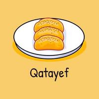 Qatayef Arabian traditional cuisine Asian food vector