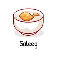 Saleeg Saudi Arabia's chicken and rice dish Asian food vector