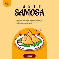 Tasty samosa Arabian traditional dish made from meat cheese or vegetables vector