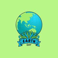 earth day with globe and leaf illustration art design vector