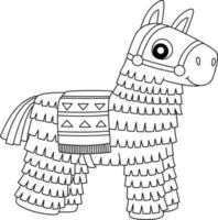 Pinata Isolated Coloring Page for Kids vector