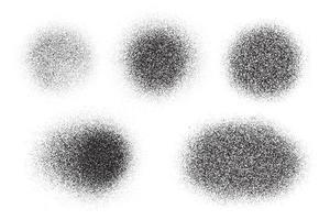 Spray paint circle stain with noise texture effect. Grainy dotted black splash on white background. Grunge ink stipple spot. Vector