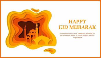 eid mubarak greeting card for a muslim vector