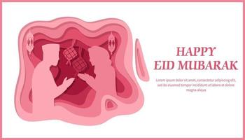 eid mubarak greeting card for a muslim vector