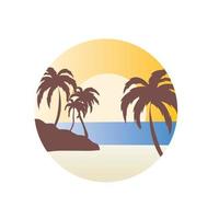 beach view logo design template vector