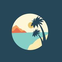 beach view logo design template vector