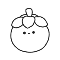 hand getekend schattig mangosteen, schattig fruit karakter ontwerp in tekening stijl png