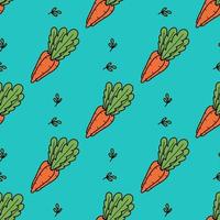 Cute spring and summer seamless pattern with carrots. Doodle Easter background vector