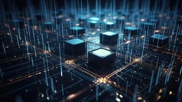 3D rendering of abstract digital technology background. Big data connection concept. photo