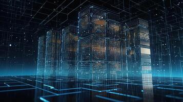 3D rendering of abstract digital technology background. Big data connection concept. photo