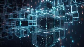 3D rendering of abstract digital technology background. Big data connection concept. photo