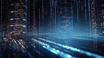 3D rendering of abstract digital technology background. Big data connection concept. photo