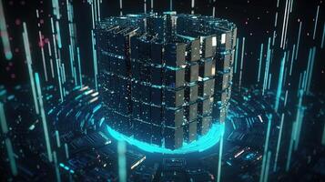 3D rendering of abstract digital technology background. Big data connection concept. photo