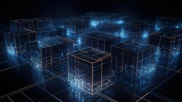 3D rendering of abstract digital technology background. Big data connection concept. photo