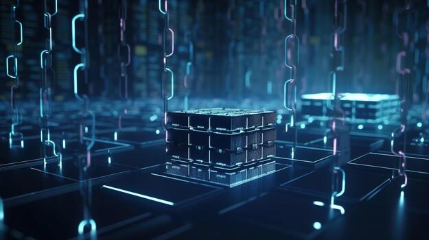 3D rendering of abstract digital technology background. Big data connection concept. photo